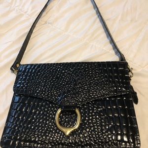 Black snakeskin satchel